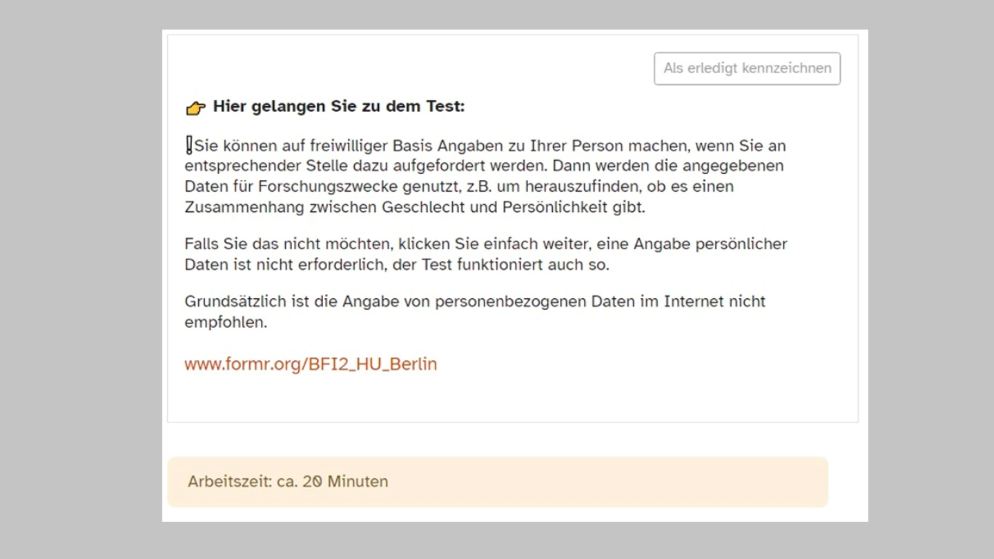 Link zum Persönlichkeitstest