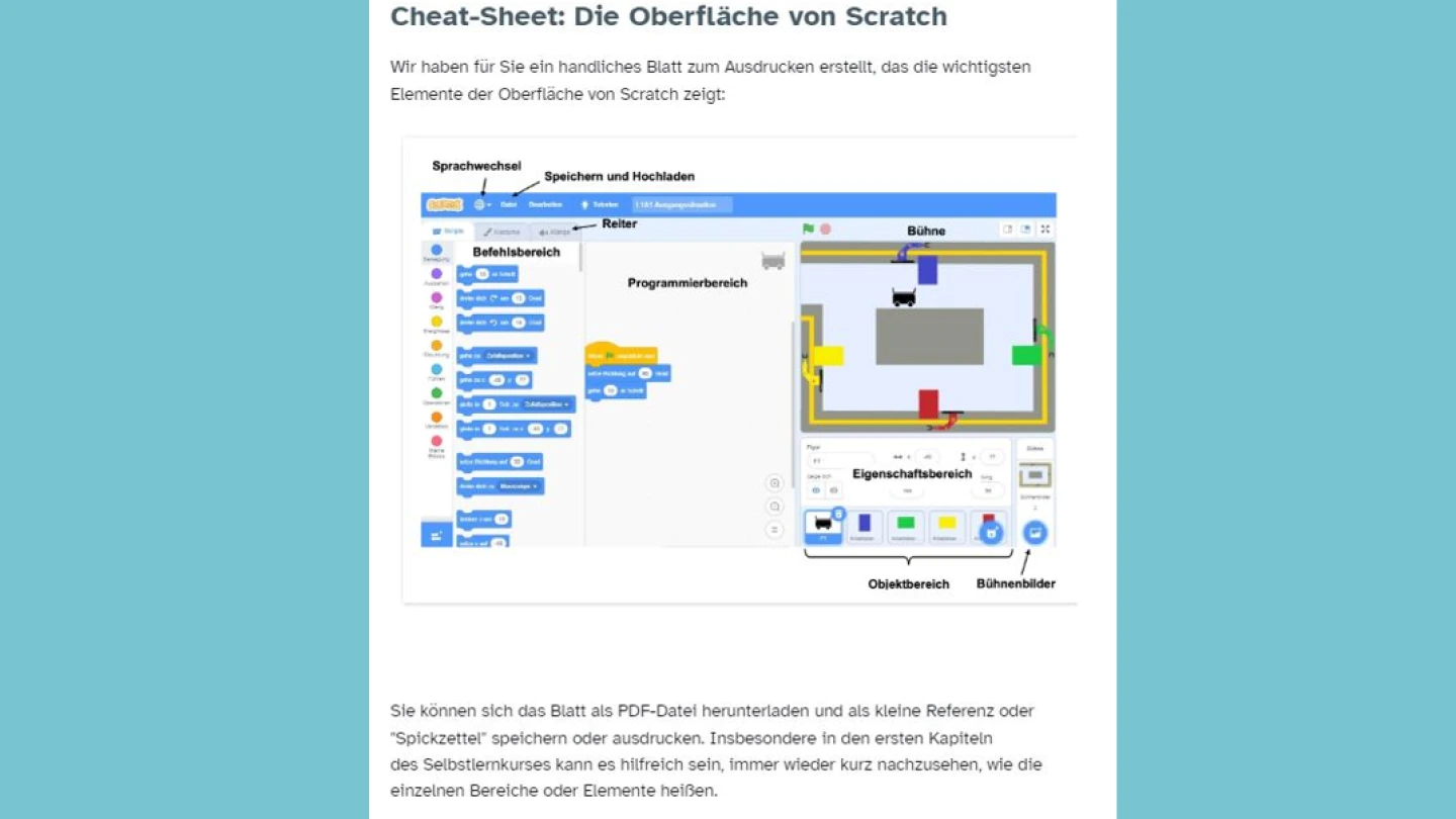 Screenshot - Handreichung für Scratch