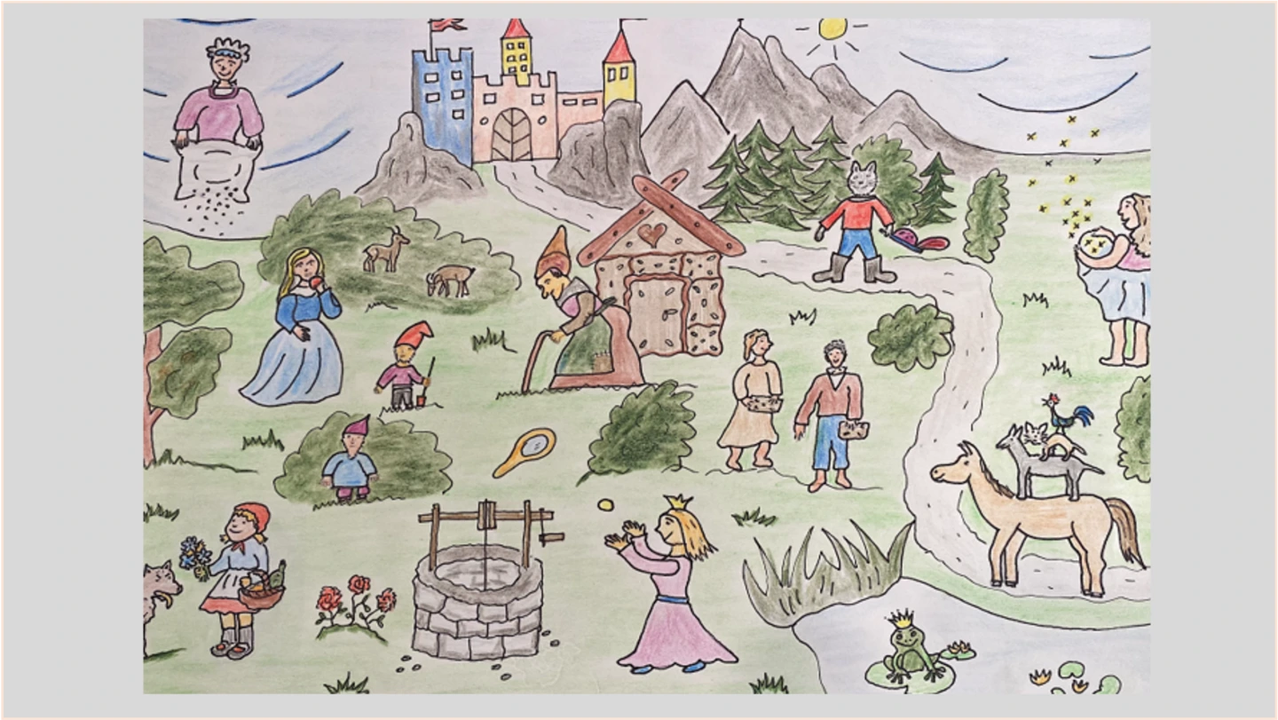 Kindermalerei eines Märchens