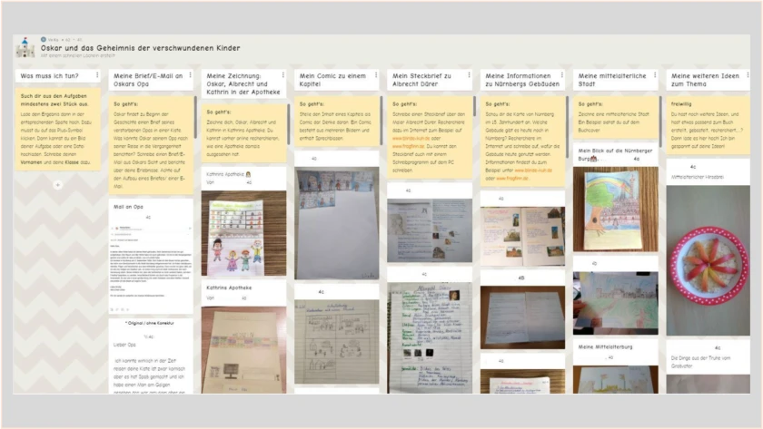 Beispiel: digitale Lektürepinnwand einer 4. Jahrgangsstufen
