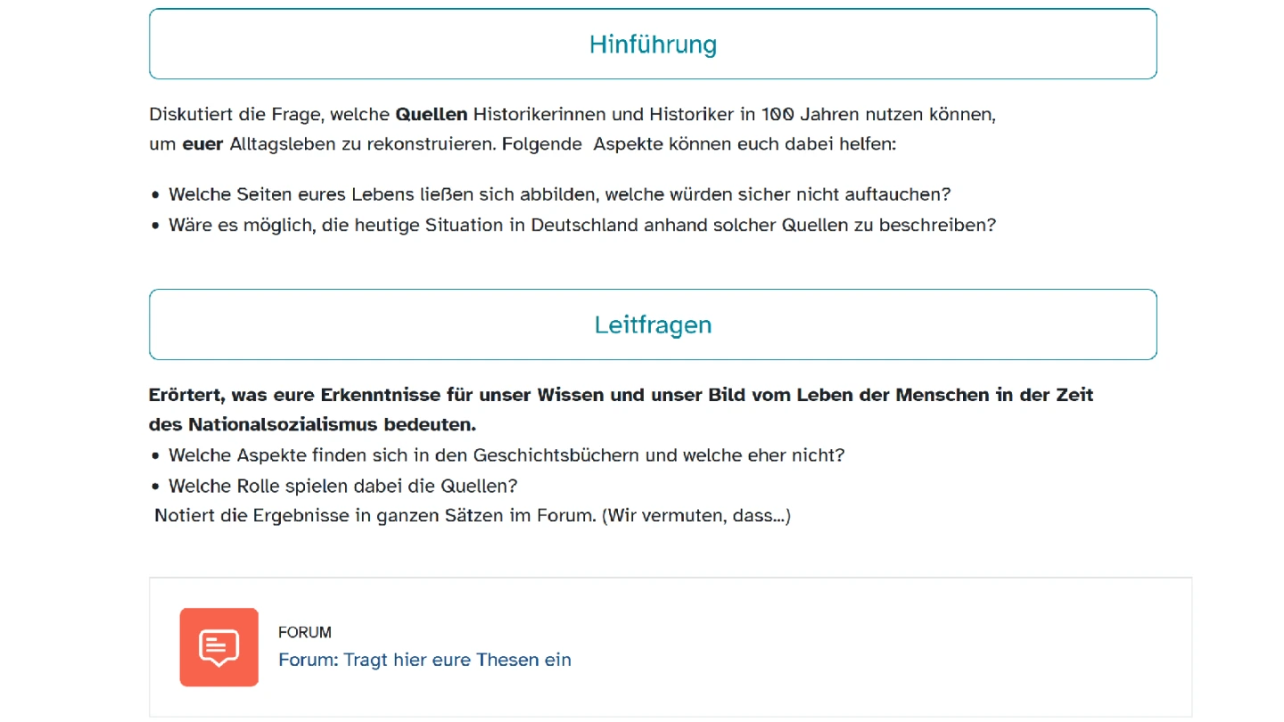 Blick in den teachSHARE-Kurs Hinführung