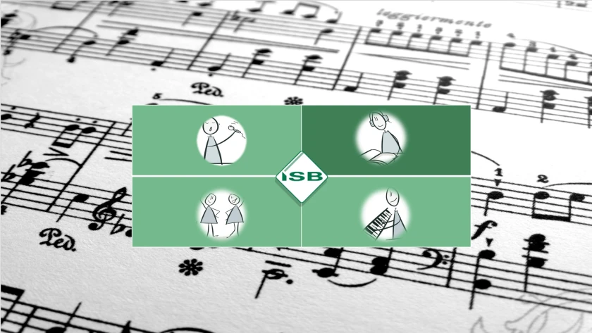Notenbild mit ISB-Logo